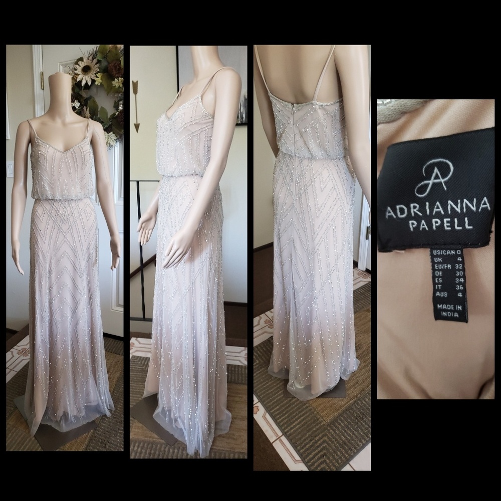 Adrianna Papell diamond beaded blouson dress